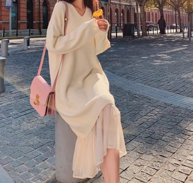 Figure-Flattering, Height-Enhancing Long Sleeve Knit Dress –  KiyomiBeautyLand