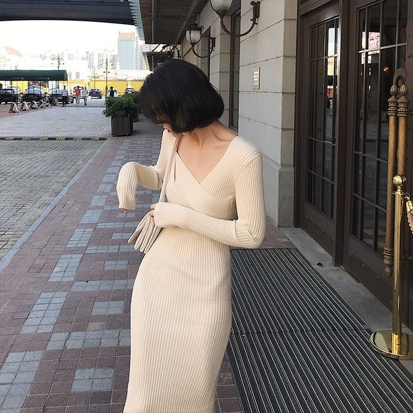 French-Style Waist-Cinched Knit Maxi Dress KiyomiBeautyLand French-Style Waist-Cinched Knit Maxi Dress KiyomiBeautyLand