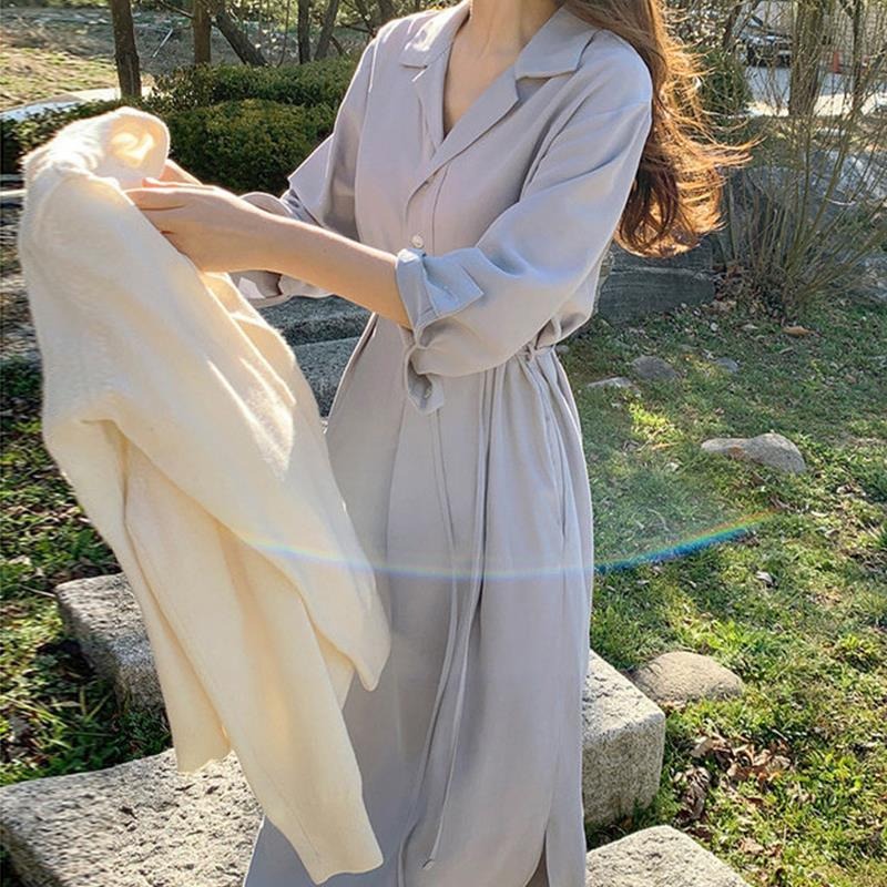 Waist-Cinched Long Sleeve Dress KiyomiBeautyLand Waist-Cinched Long Sleeve Dress KiyomiBeautyLand