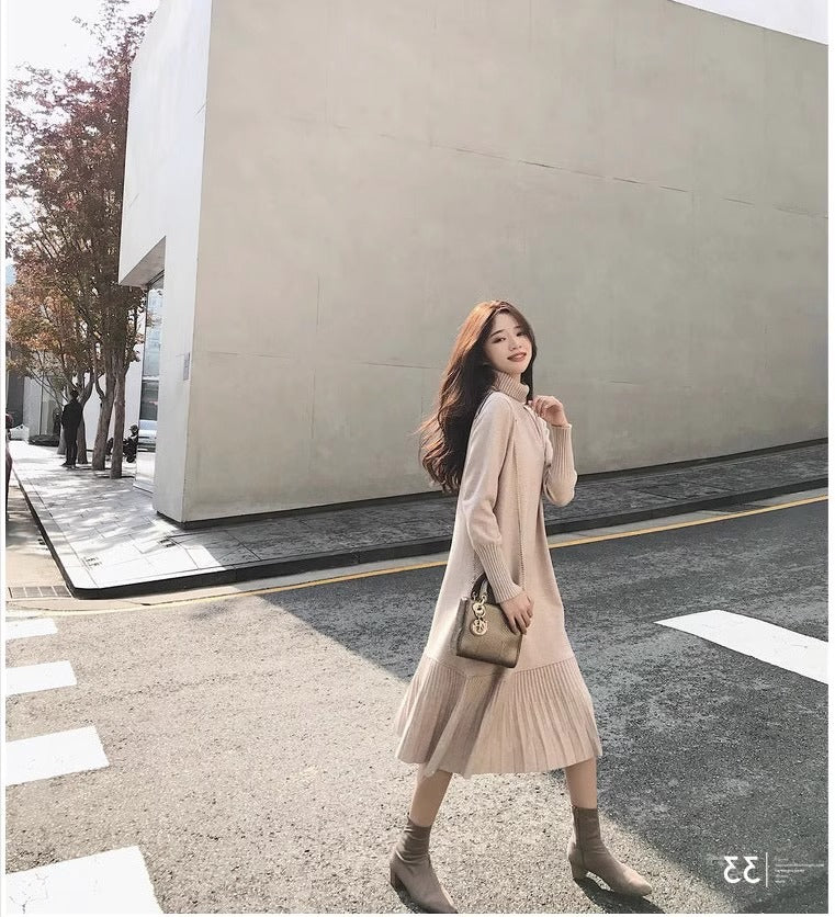 Turtleneck Sweater Long Sleeve Dress KiyomiBeautyLand Turtleneck Sweater Long Sleeve Dress KiyomiBeautyLand