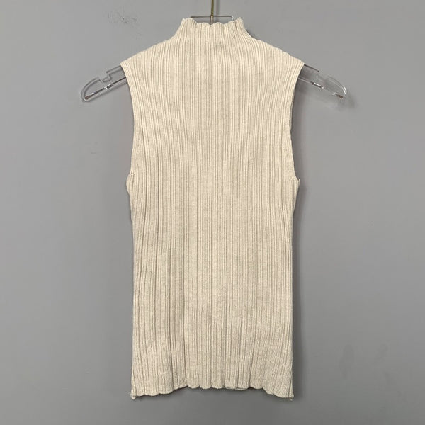 Elegant Slim Fit High-Neck Sleeveless Knit Tank Top